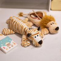 Vente en gros Sacs à maquillage en peluche animaux mignons de la jungle Trousse à crayons Tigre Canard Lion Éléphant Boîte à crayons en peluche