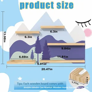 Estante de Almacenamiento Multicapa de Madera Maciza de Estilo Europeo Personalizado FSC, Estante de Esquina Flotante Magnético Montado en la Pared para Tonies - Product Image 3