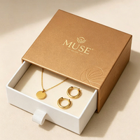 Boîte d'emballage à bijoux haut de gamme personnalisée avec logo, couvercle coulissant, revêtement UV, gaufrage et doublure en éponge – Papier rigide pour présentation de bijoux