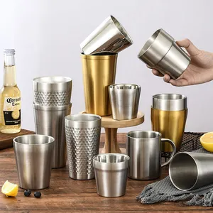 Double Wall Wine Cups Stainless Steel Cup Drinkware Metal Stainless Steel Insulation Drinking Beer Coffee Mugs