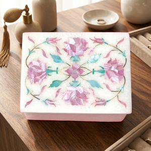 High-Demand Stonecrafts International Decorative Rectangle Mother Pearl Jewelry <b>Box</b> 10x7.5cm for Adult Valentine's Day Gifting - Product Image 2