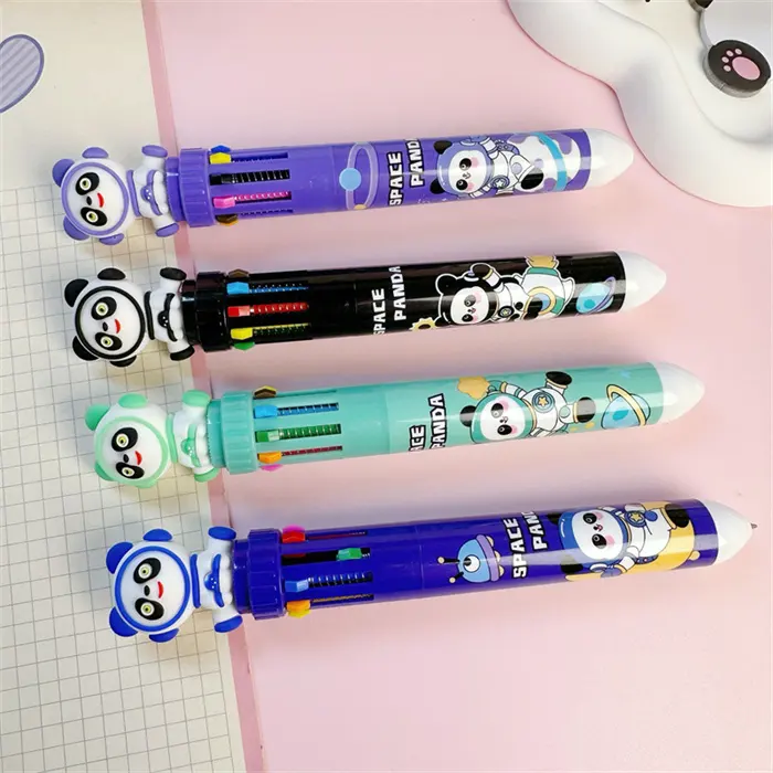 Toptan-kawaii-kırtasiye hazır gemi okul ofis çok renkli mürekkep tükenmez kalem çok fonksiyonlu panda marka kalemler