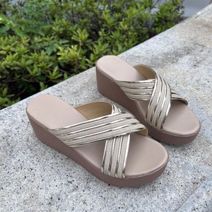 Báo in Peep Toe Flip-flops Dép đi trong nhà của phụ nữ, da cừu lót, cung trang trí, mùa đông thoải mái, Trung Quốc thực hiện - Product Image 2