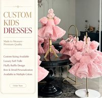 Robe de bal élégante pour filles avec texture 3D en forme de rose, manches bouffantes, robe tutu rose, tenue de princesse pour photographie de tout-petits, robe de demoiselle d'honneur