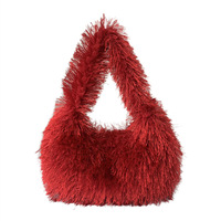 Sac à bandoulière en fausse fourrure pelucheuse, couleur bonbon, sac à main doux d'hiver, sac fourre-tout mignon pour un usage quotidien