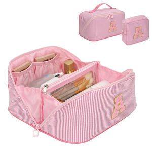 Relavel Trousse de Maquillage Initiale A-Z 2 Pièces Grande Trousse Cosmétique de Voyage pour 11 12 <span class=keywords><strong>13</strong></span> 14 15 16 <span class=keywords><strong>Ans</strong></span> <span class=keywords><strong>Fille</strong></span> Adolescente Cadeau d'<span class=keywords><strong>Anniversaire</strong></span> - Product Image 2