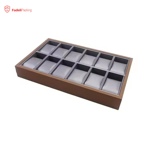 Sang Trọng 6 12 24 30 Khe Cắm Óc Chó Hạt Gỗ Đồng Hồ Lưu Trữ Khay Mens Đồng Hồ Hiển Thị Tổ Chức Khay Với Người Giữ Đồng Hồ - Product Image 5