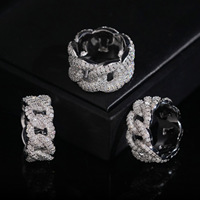 Bague LEPAI Hip Hop Iced Out VVS Moissanite Cuban Link en Argent Sterling 925 Couleur D Entièrement Pavée Bijoux Unisexe Homme Femme