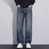 Jeans en denim délavé coupe ample taille mi-haute pour homme, style américain, nouvelle collection automne, tendance streetwear, directement de l'usine, best-seller transfrontalier