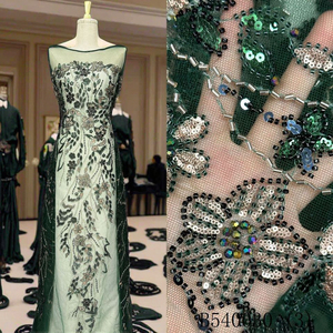 최신 친환경 프랑스 웨딩 레이스 화려한 부드러운 멀티 컬러 스트라이프 스팽글 그물 얇은 명주 그물 메쉬 눈부신 웨딩 액세서리 - Product Image 1