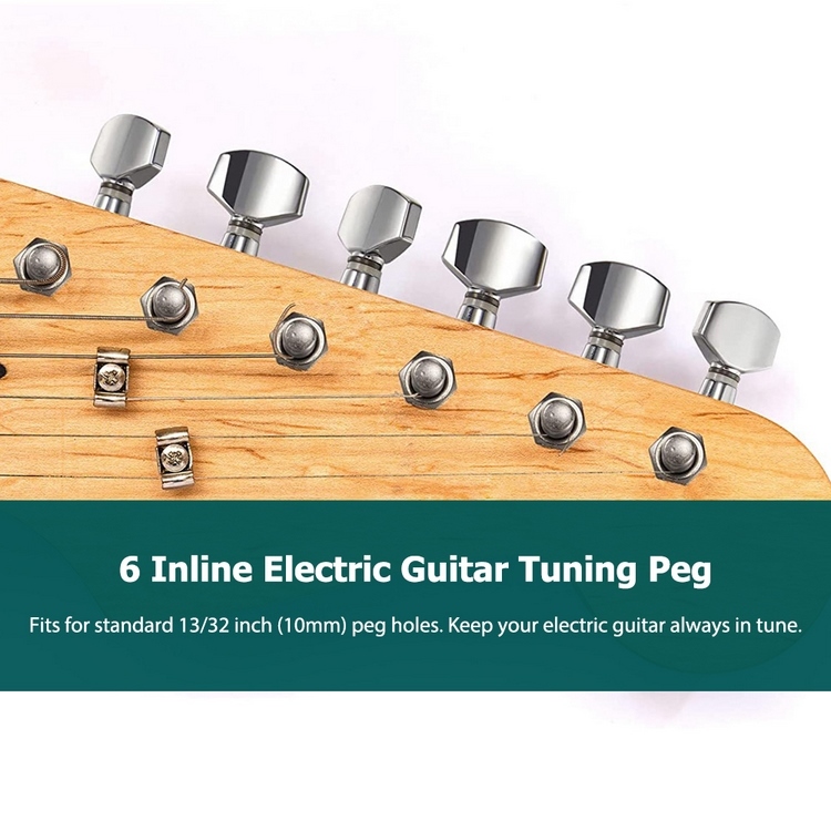 6 Capuchons De Mécaniques De Guitare En Forme De Crâne - Accessoire Déco Pour Guitare Électrique Ou Folk (Noir)