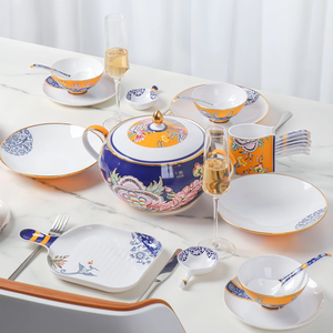 Juego de vajilla de porcelana de hueso de estilo chino de gama alta, cuenco de regalo de boda de lujo, plato de cerámica, Material de PC, diseño de estilo palaciego - Product Image 1