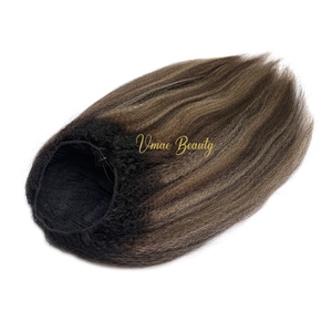 VMAE <span class=keywords><strong>Perruque</strong></span> mi-tête en cheveux humains naturels bruts, style <span class=keywords><strong>Afro</strong></span> Kinky Deep Curly Birman, avec mèches Balayage Blond Miel, à raie en U et V, pour femmes noires - Product Image 4