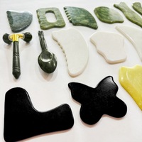 Planche de massage Gua Sha en jade vert Xiuyan pour le visage, masseur de beauté spécifique, bâton de massage des yeux, conception personnalisable avec logo