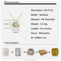 Luxe directement de l'usine : Collier solitaire en moissanite or 14 carats, forme de cœur, or jaune massif
