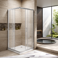 Porte de douche en verre trempé 8 mm avec revêtement anti-calcaire et cadre chromé, entretien facile, modèle européen