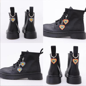 Rainbow Heart-Shaped Metal <b>Shoe</b> Charm For Martin Boots Unisex Fashion <b>Accessory</b> Zinc Alloy Resin Pendant Gift - Product Image 1