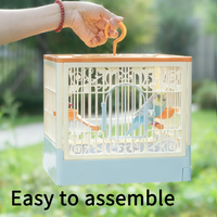 Cage de voyage portable pour oiseaux en plastique PP, durable et légère, avec perchoir et mangeoire, petite maison pour animaux de compagnie, à suspendre en extérieur