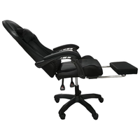 Chaise de jeu ergonomique tout noir réglable, chaise de bureau inclinable pour ordinateur, pivotante et basculante, capacité 150 kg, pour adulte
