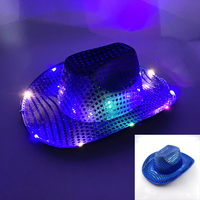 Cappello da Cowboy LED Luminoso con Paillettes, Cappelli per Feste in Maschera, Costumi per Halloween, Natale e Festival