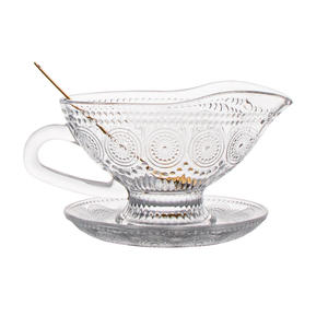 Juego de Tazas de Leche para Desayuno de Cristal Transparente con Relieve, Ecológico y Moderno, con Posavasos, Cuchara y Correa - Product Image 1