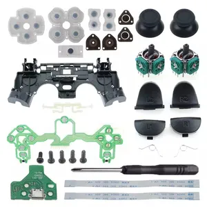 Vervangende Onderdelenset Voor Ps4 Pro Slanke Controller 3d Joysticks Duimstokjes L1 R1 L2 R2 Trigger Knop Geleidend Rubber