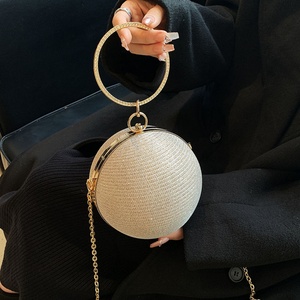 Women's Luxurious Rhinestone Embellished Ball Bag Advanced Sense New Handheld Cross Body Chain <b>Small</b> Dinner Mini Mouth Tote Bag - Product Image 2