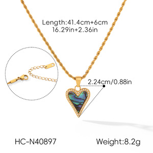 Luxury Heart Shape Abalone White Shell Necklace Micro Pave Cubic Zirconia Charm Anti Tarnish Stainless Steel Jewelry - Product Image 5