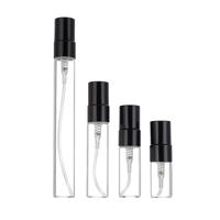 Flacon pulvérisateur vide en verre transparent de 2 ml, 3 ml, 5 ml, 10 ml, mini atomiseur, flacon d'échantillon de parfum avec bouchon doré, argenté ou noir