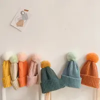 Knitted Pom Pom Beanie with Earflaps for Women and Kids