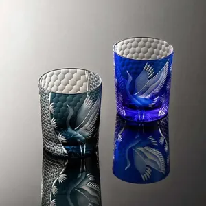 Vaso de Cristal Japonés Tallado a Mano con Diseño de Grulla de Pino Edo Kiriko, de Alta Calidad, Reutilizable, para Chupitos, Vino o Brandy, Hecho en China - Product Image 2