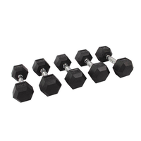 Équipement de musculation pour la maison et les salles de sport commerciales, vente en gros, haltères hexagonaux durables recouverts de caoutchouc personnalisés