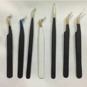 Pinzas de pestañas de acero inoxidable de uso lateral doble profesional de Venta caliente/pinzas de Punta dorada de Color blanco - Product Image 3