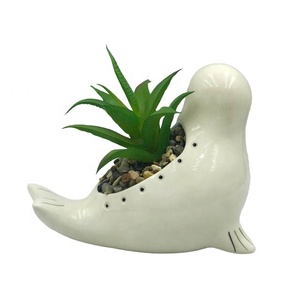 Blanco lindo Animal <span class=keywords><strong>de</strong></span> cerámica, maceta suculenta <span class=keywords><strong>olla</strong></span> con sello <span class=keywords><strong>de</strong></span> forma para <span class=keywords><strong>la</strong></span> decoración <span class=keywords><strong>de</strong></span> <span class=keywords><strong>la</strong></span> casa - Product Image 5