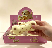 Jouet anti-stress souple en forme d'os de chien, jouet compressible en TPR malléable, jouet de décompression mignon en forme d'os de chien tacheté, vente en gros