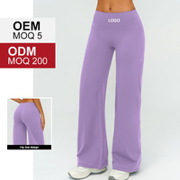 Pantalon de yoga ample pour femmes ECK5529-1, taille haute élastique douce, coupe évasée, long, anti-plis, respirant et à séchage rapide