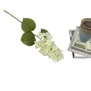 Yiwu azul 3D flor impressão digital seda hortênsia buquê casamento flor arbusto para decoração do casamento
