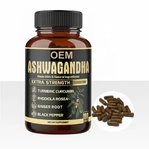Cápsulas de extrato de Ashwagandha a granel Suplementos de Ashwagandha Personalizar Cápsulas de Ashwagandha de Marca Própria