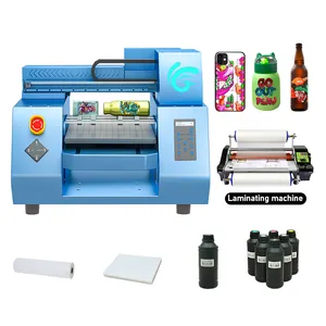 Colorsun A2 A3 ukuran dua kepala A3 kualitas foto Digital UV Inkjet Label Printer Flatbed dengan perangkat putar Printer UV