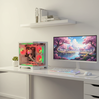 Boîtier PC ATX Pcooling avec panneau latéral en verre trempé ouvrable, meuble de bureau pour tour d'ordinateur de jeu