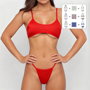 Hautfreundliches, farbechtes Neckholder-Bikini-Set mit hohem Beinausschnitt und hoher Taille für Damen und Teenager-Mädchen – Großhandel für Strandmode - Product Image 1