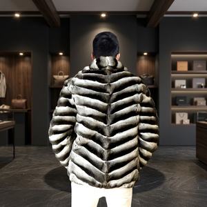Abrigo de Lujo para Hombre con Cuello de Piel de Zorro Auténtica, Cierre de un Solo Botón, Ecológico, Impermeable, Relleno de Plumón, Chaqueta de Piel de la Mejor Calidad - Product Image 3