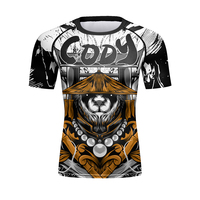 T-shirt de compression à manches longues pour homme avec logo personnalisé, en spandex et nylon, séchage rapide, protection solaire UPF pour l'entraînement MMA BJJ