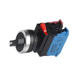 IP65 Round/square/rectangular head 16mm 2/3 position momentary reset round selector 1NO+1NC push button switch