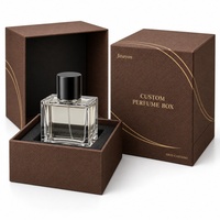 Boîte rigide à couvercle pour parfum, en papier spécial gaufré textile marron châtain, avec logo personnalisé, insert en mousse surélevé, 10x10x14cm