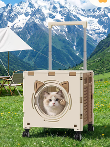 Sac de transport pliable en plastique pour animaux de compagnie, grande capacité, approuvé par les compagnies aériennes, roues universelles, bouton-pression solide, pour chats de petite taille - Product Image 2