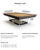 Table de billard moderne de luxe de 9 pieds avec pieds en verre et cadre en bois massif - Table de billard de haute qualité pour usage domestique et commercial