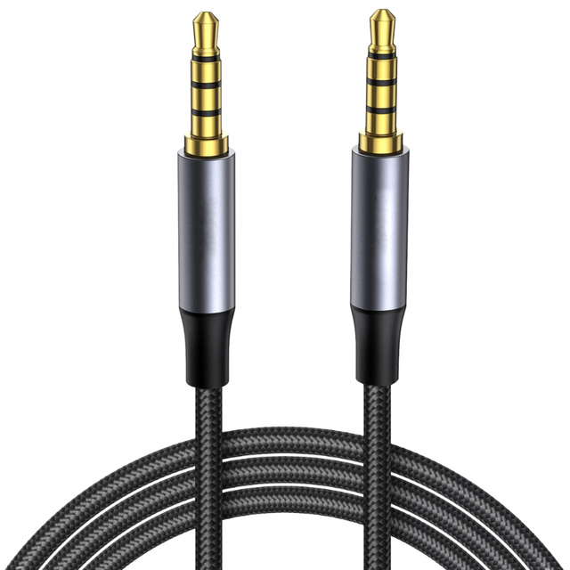 DAJIANG 3.5mm Hi-Fi Audio Cable 4-Pole Male Male Combination Shielding Nylon Braided Bare Copper Conductor Speaker PVC Jacket