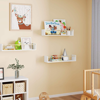 Ensemble de 3 étagères flottantes avec éclairage LED blanc, étagère murale pour plantes, rangement en bois rustique pour la chambre à coucher, le salon, la salle de bain, décoration