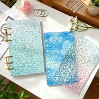 Couverture DIY pour carnet à feuilles mobiles, coque acrylique A6, transparente, givrée, effet vague d'eau, grain de pierre